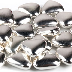 Украшение шоколад серебряное Сердечко (пакет 1 кг)33028