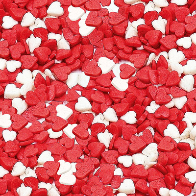 Посыпки Сердечки красно-белые  0,75 кг