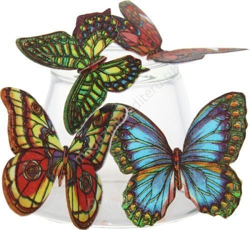 Вафельные бабочки цвет. с рисун. 180шт. микс