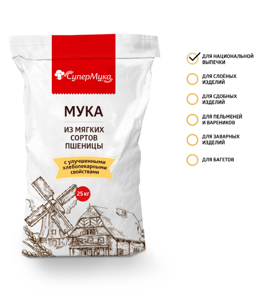 Мука СУПЕРМУКА в/с для национальной выпечки 25кг