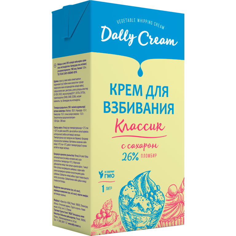 Крем на растительных маслах с ароматом пломбира 26 % ТЗ DALLY 1 л
