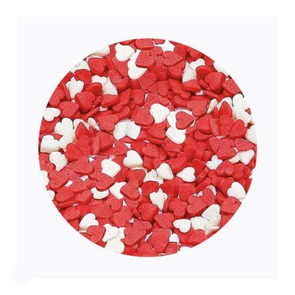 Посыпки Сердечки красно-белые  мини 0,75 кг
